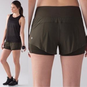 Lululemon Athletica Squad Goals Layered Running Shorts Size 4 Color Black